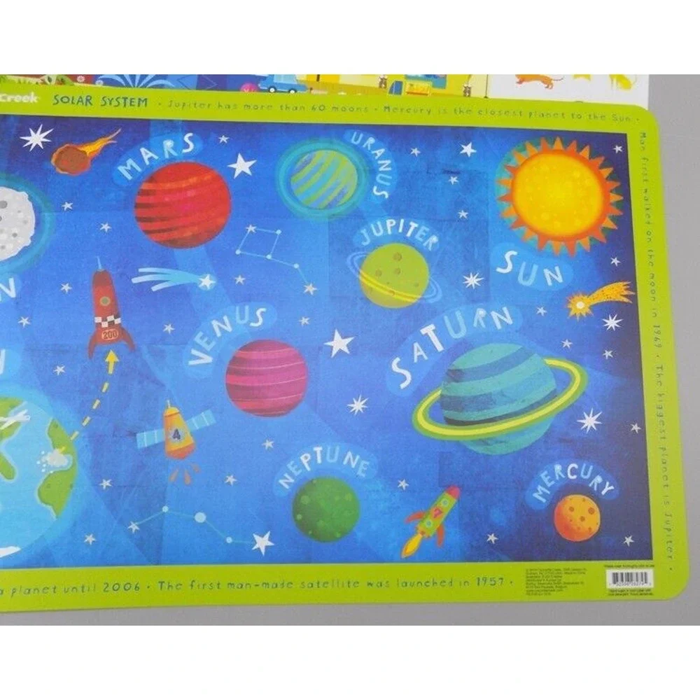 4 Crocodile Creek Homeschool Placemats 17x11 Education Dance Planets Basketball